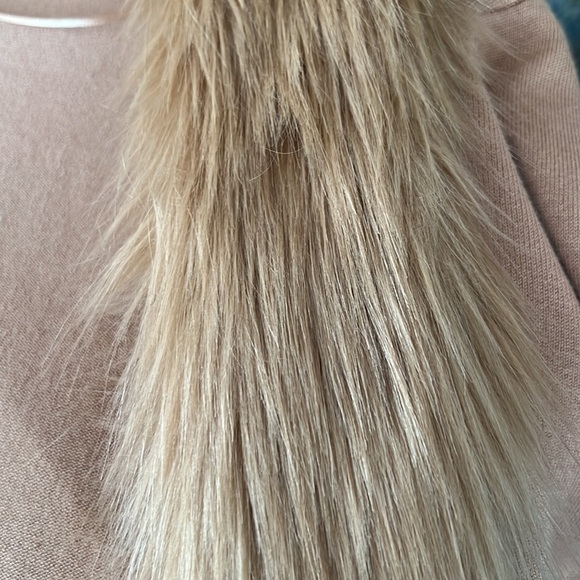 Scandi Girl Alfani Size L Penny Lane  Y2K Tan  Cardigan With Soft Faux Fur - Picture 5 of 5